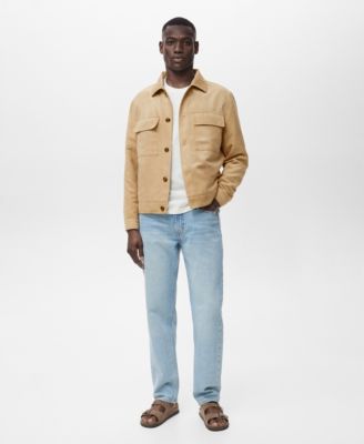 Men's Suede Leather-Effect Overshirt