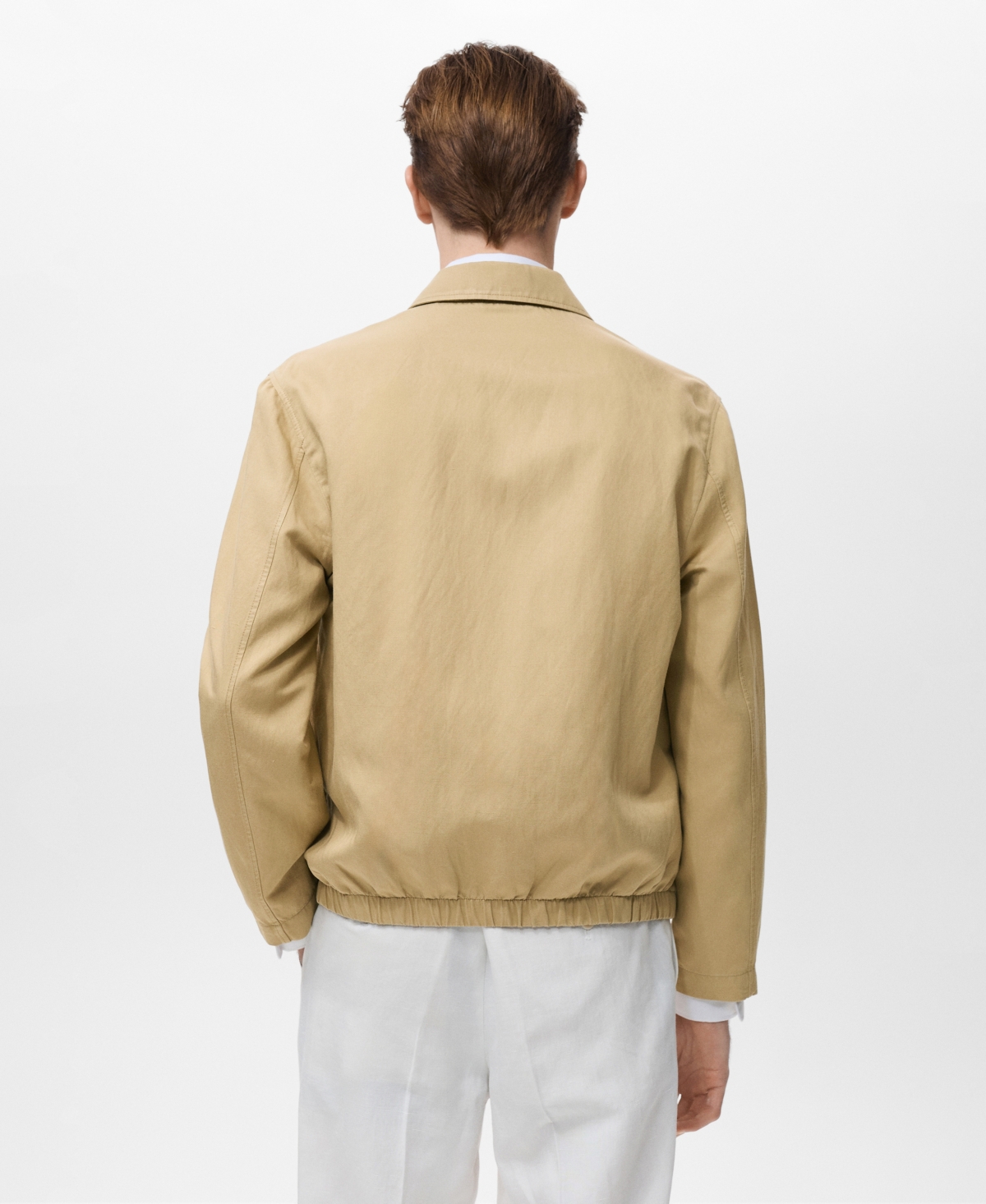 Mango Zip Jacket In Neutral