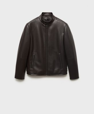 Men's Zip-Up Leather-Effect Jacket