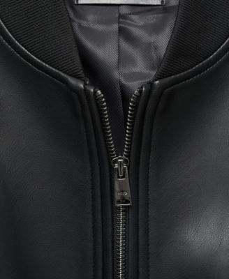 Men's Leather-Effect Bomber Jacket