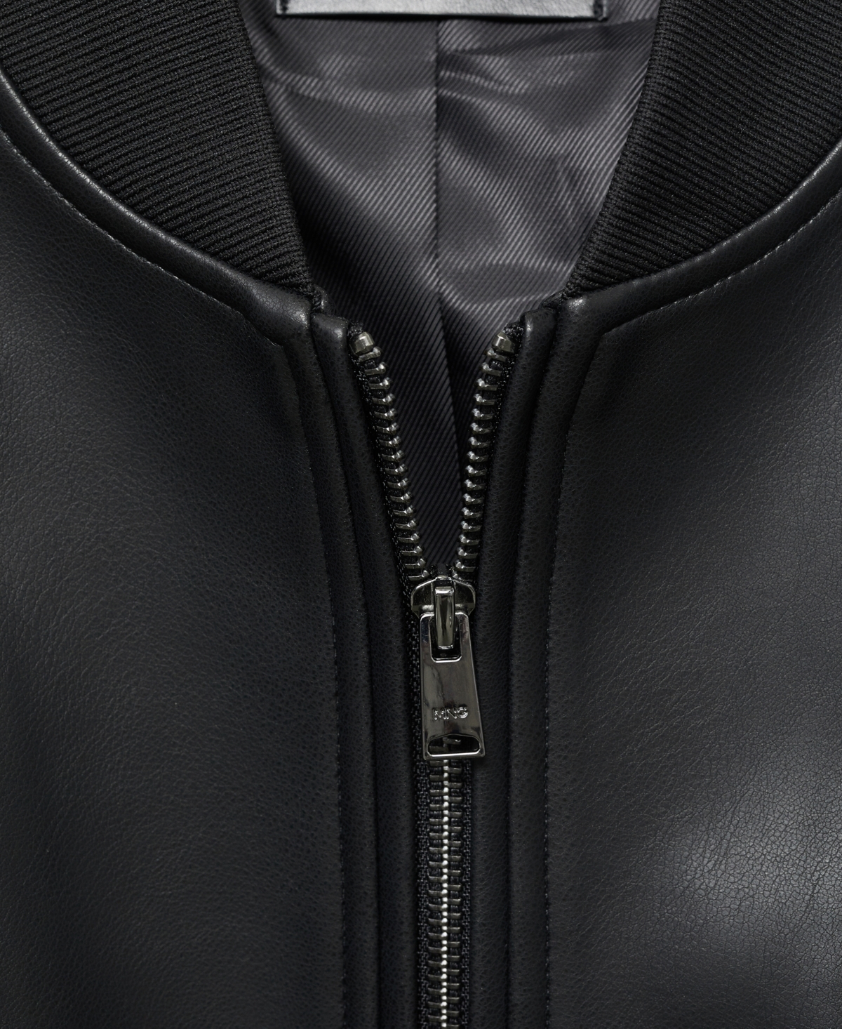 Mango Faux Leather Bomber Jacket In Black