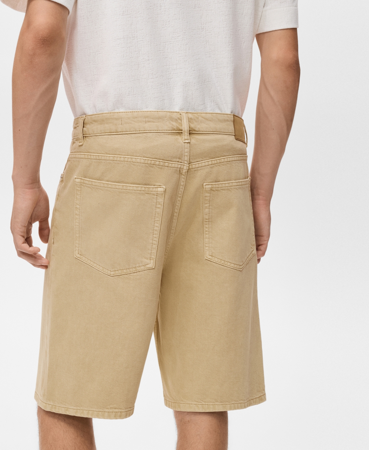 Mango Relaxed Fit Denim Bermuda Shorts In Neutral