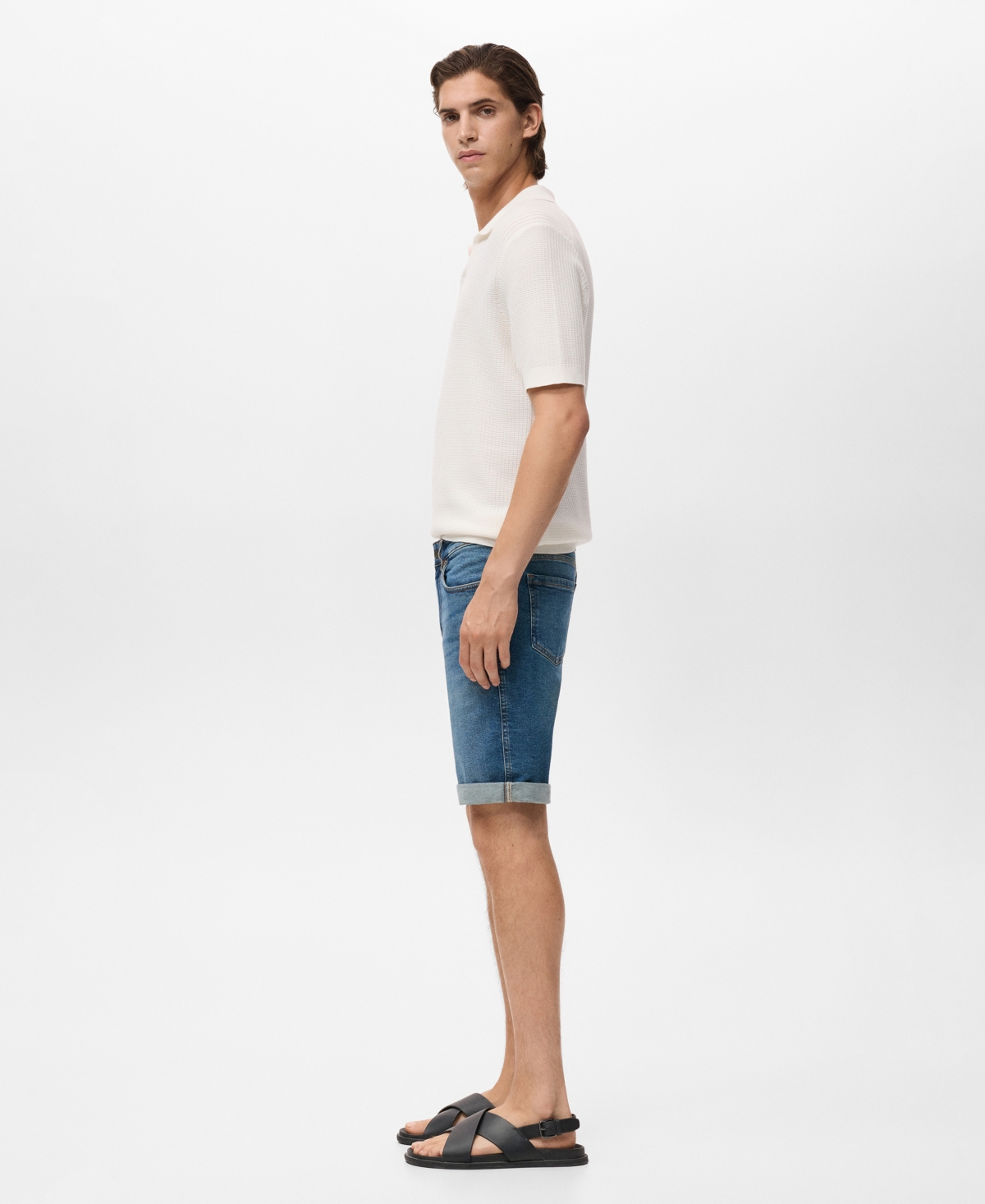 Mango Slim Fit Denim Bermuda Shorts In Blue
