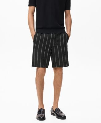 MANGO - Men's Striped Linen-Blend 8.54" Bermuda Shorts