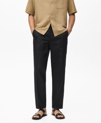 MANGO - Men's Linen And Lyocell Blend Straight-Leg Pants
