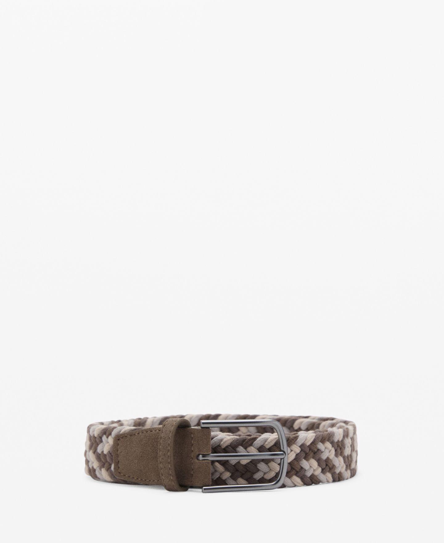 Мужской ремень MANGO Braided Elastic Colored Belt, цвет: Хаки — фото 1