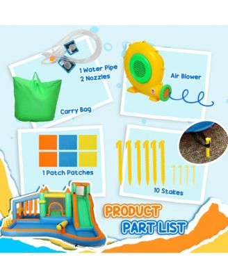 8 in 1 Inflatable Bounce House Water Slide with 550W High Power Blower