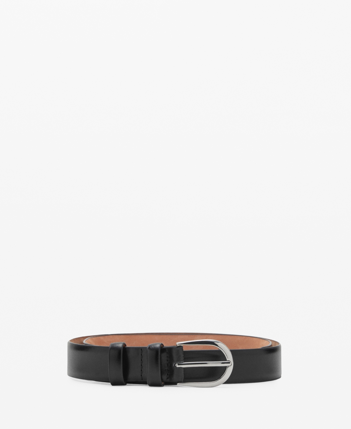 Mango Men's Buckle Leather Belt In Black