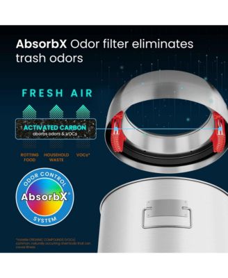 Round Stainless Steel Open Top Kitchen Trash Can with Dual AbsorbX Odor Filters
