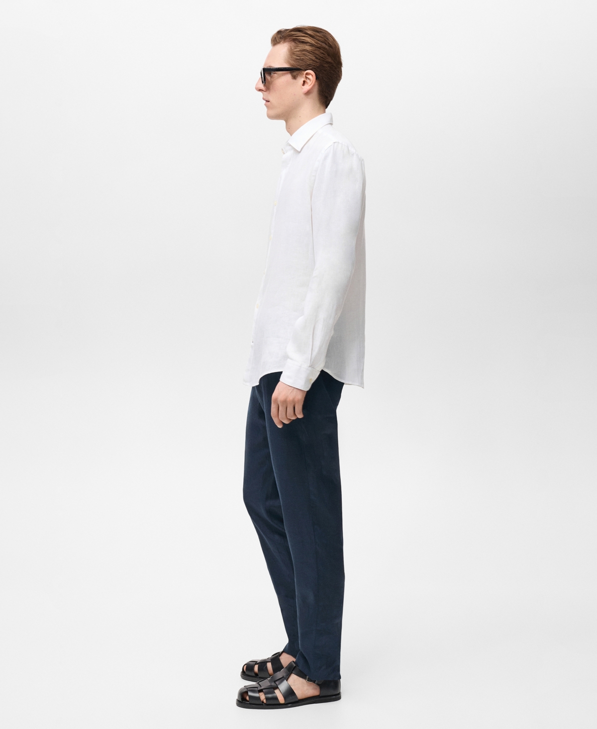 Mango Classic Fit Linen Button-up Shirt In White