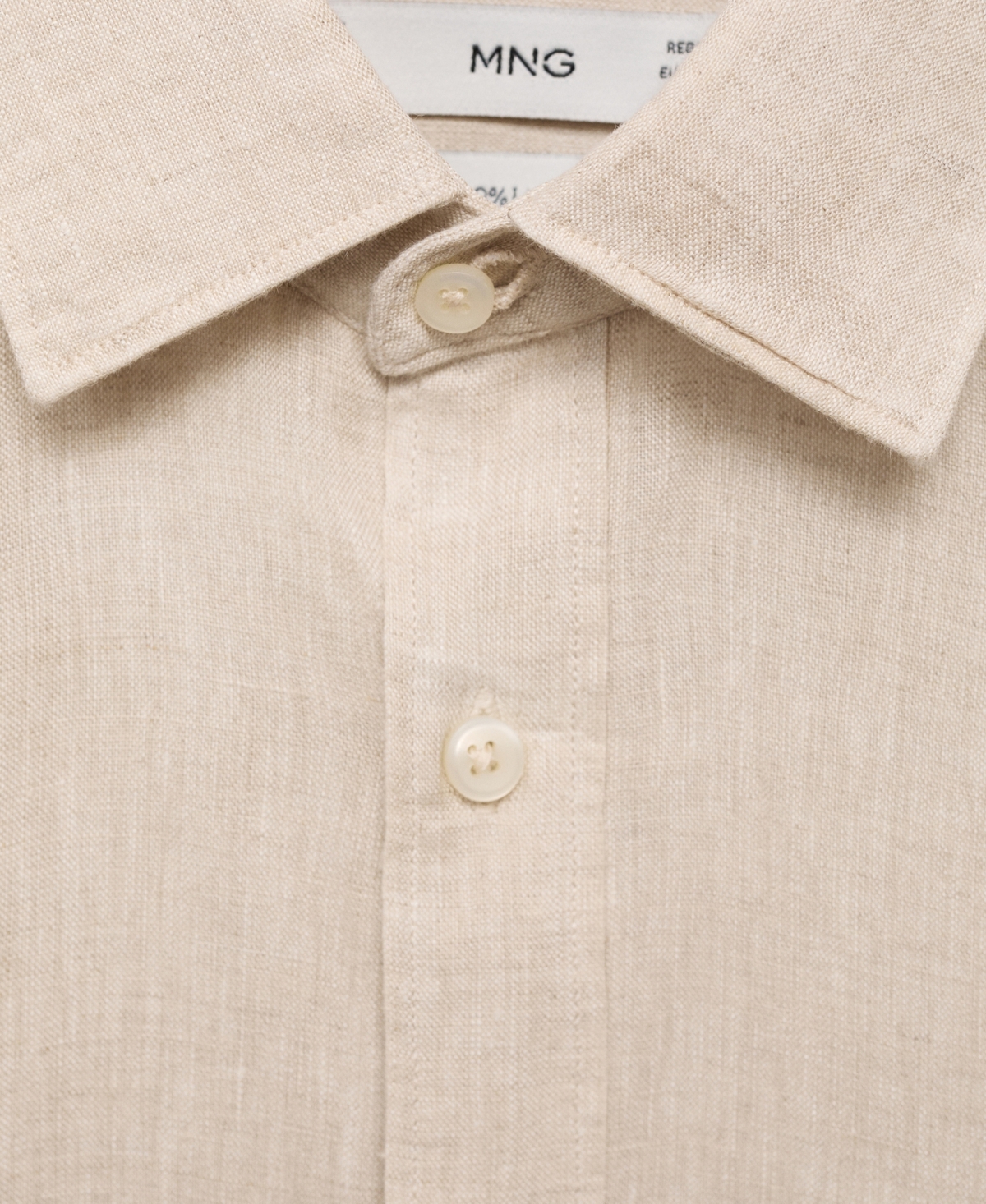 Mango Classic Fit Linen Button-up Shirt In Nude