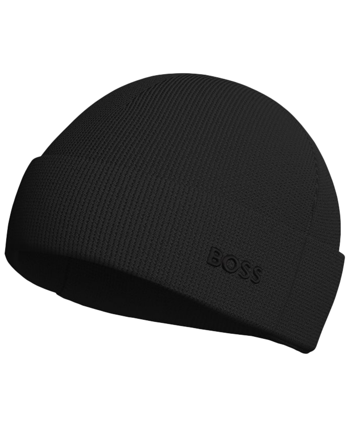 Hugo Boss Men's Waffle Logo Detail Beanie In Black