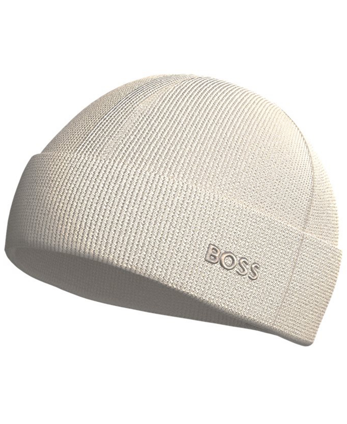 Hugo Boss Men's Waffle Logo Detail Beanie In Neutral