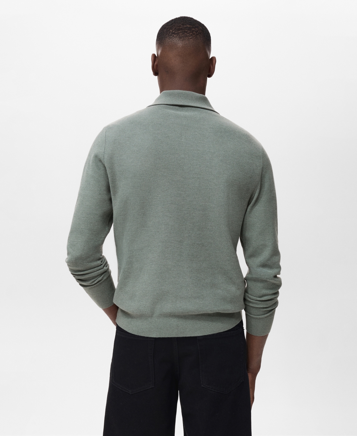 Mango Men's Zipper Collar Microstructure Sweater In Gray