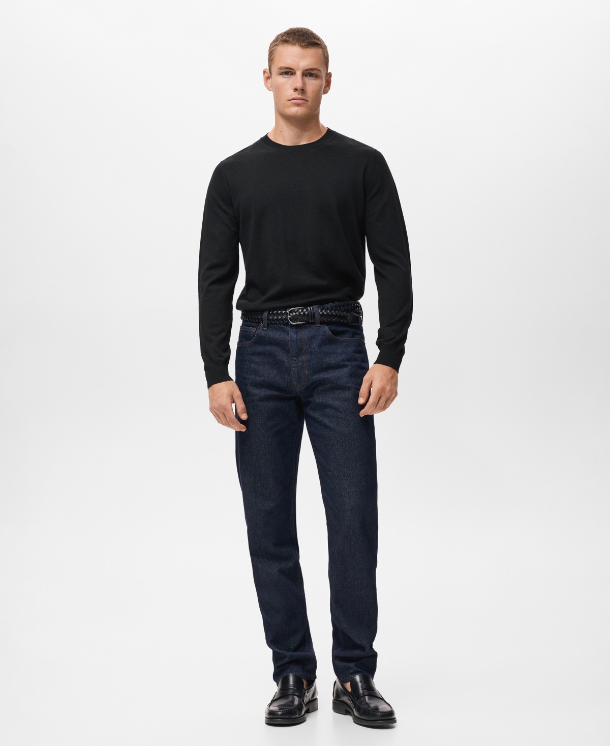 Mango Perkins Wool Quarter Zip Sweater In Black
