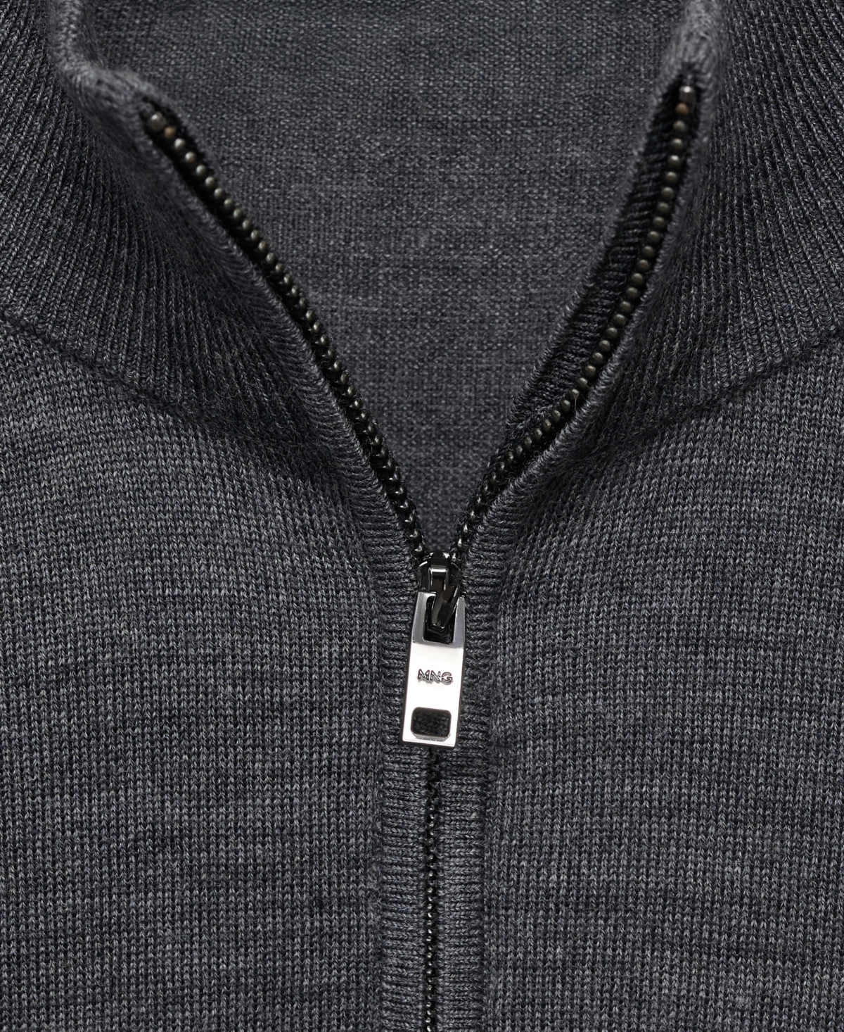 Mango Perkins Wool Quarter Zip Sweater In Gray