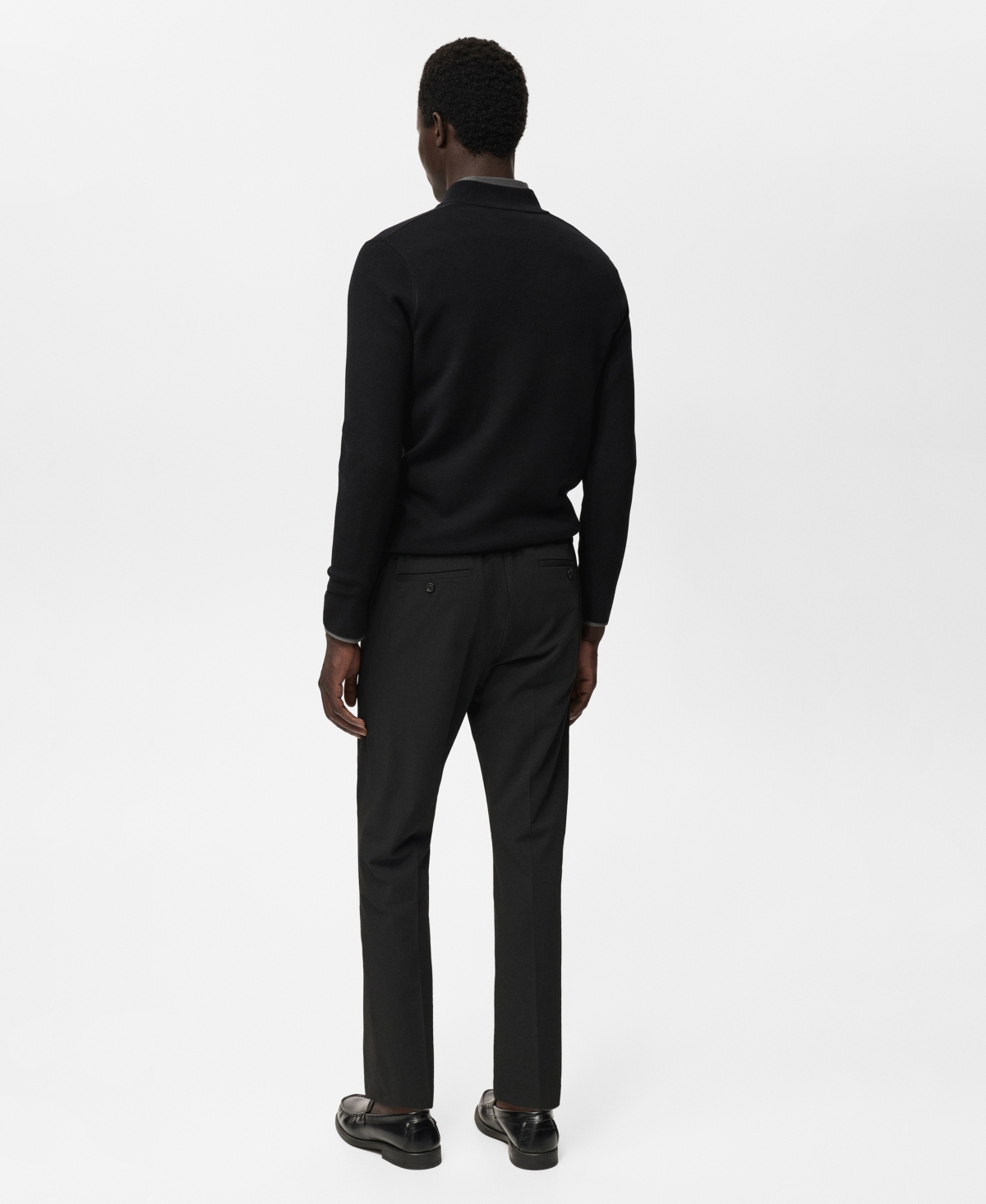 Mango Quarter Zip Sweater In Black