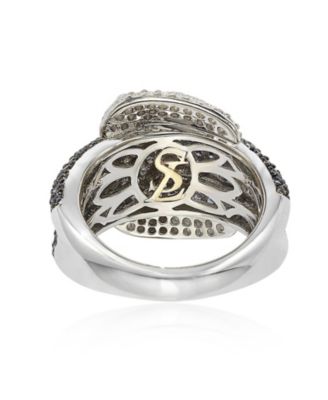 Suzy Levian Sterling Silver Sapphire & Created White Sapphire Buckle Ring