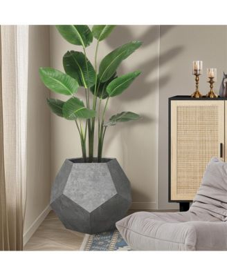 25.98" Pet Carrier Side Table Planter in Cement Gray