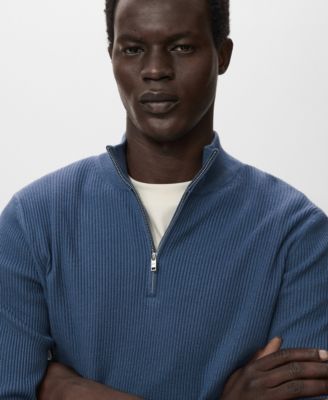 Men's Zip Neck Ribbed Sweater