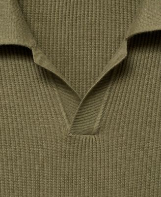 Men's Cotton-Blend Ribbed Polo Sweater