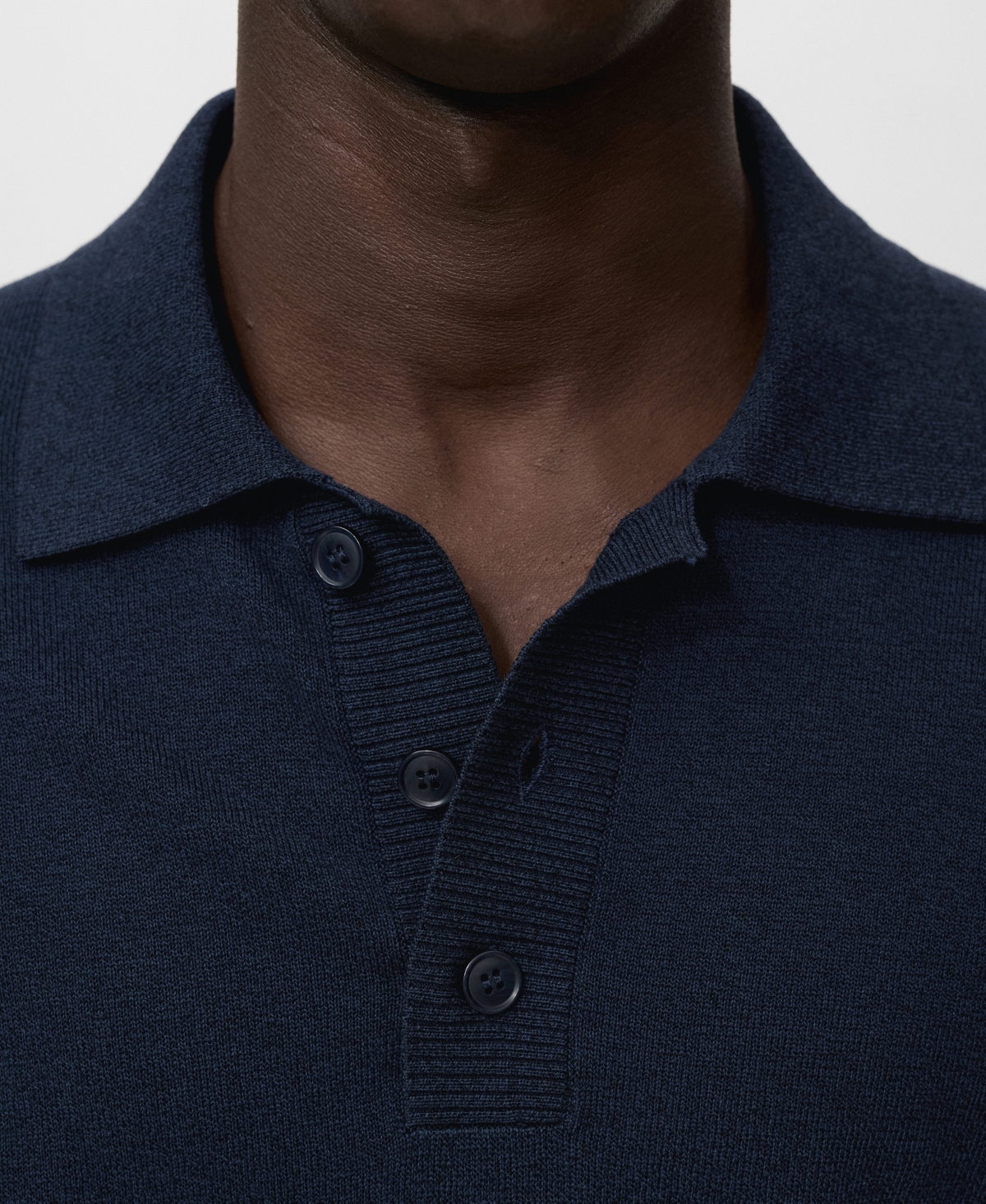 Mango Cotton Blend Knit Polo In Blue