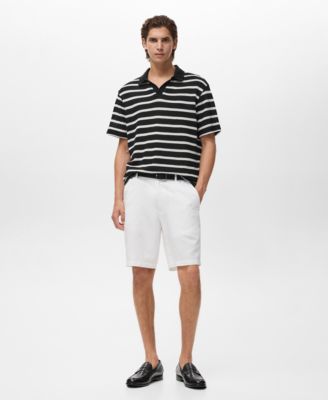 Men's Striped Braided-Knit Polo Shirt