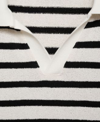 Men's Striped Textured Knitted Polo Shirt
