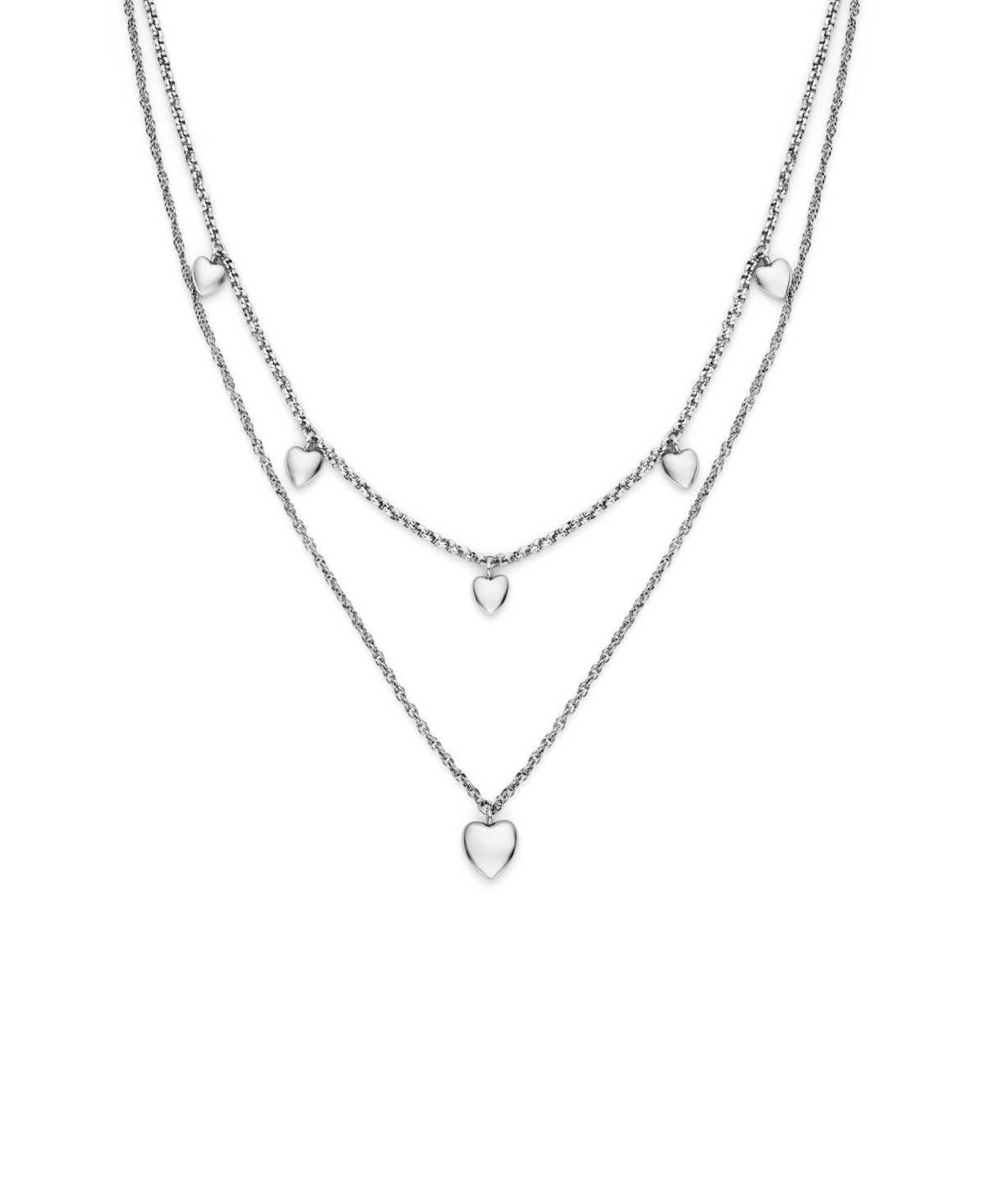Olivia Burton Mini Heart Silver Tone Stainless Steel Necklace In Gray