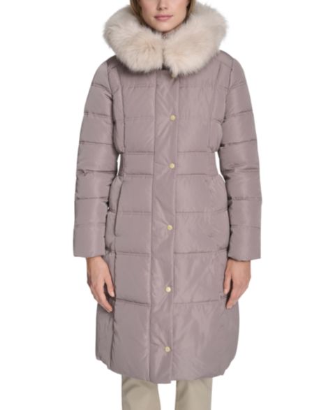 Женские куртки Cole Haan Women's Trim Hood Zip-Front Down Filled Puffer Coat