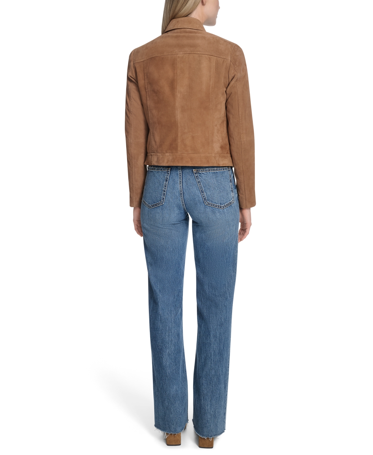 Cole Haan Women's Zip Front Suede Jacket In Brown