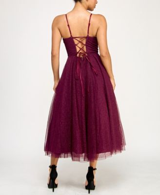 Juniors' Glitter Corset Gown