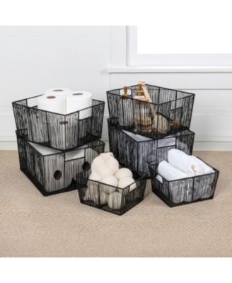 Sutton Modern Glam Handmade Wire Metal Nesting Storage Baskets, (Set of 6)