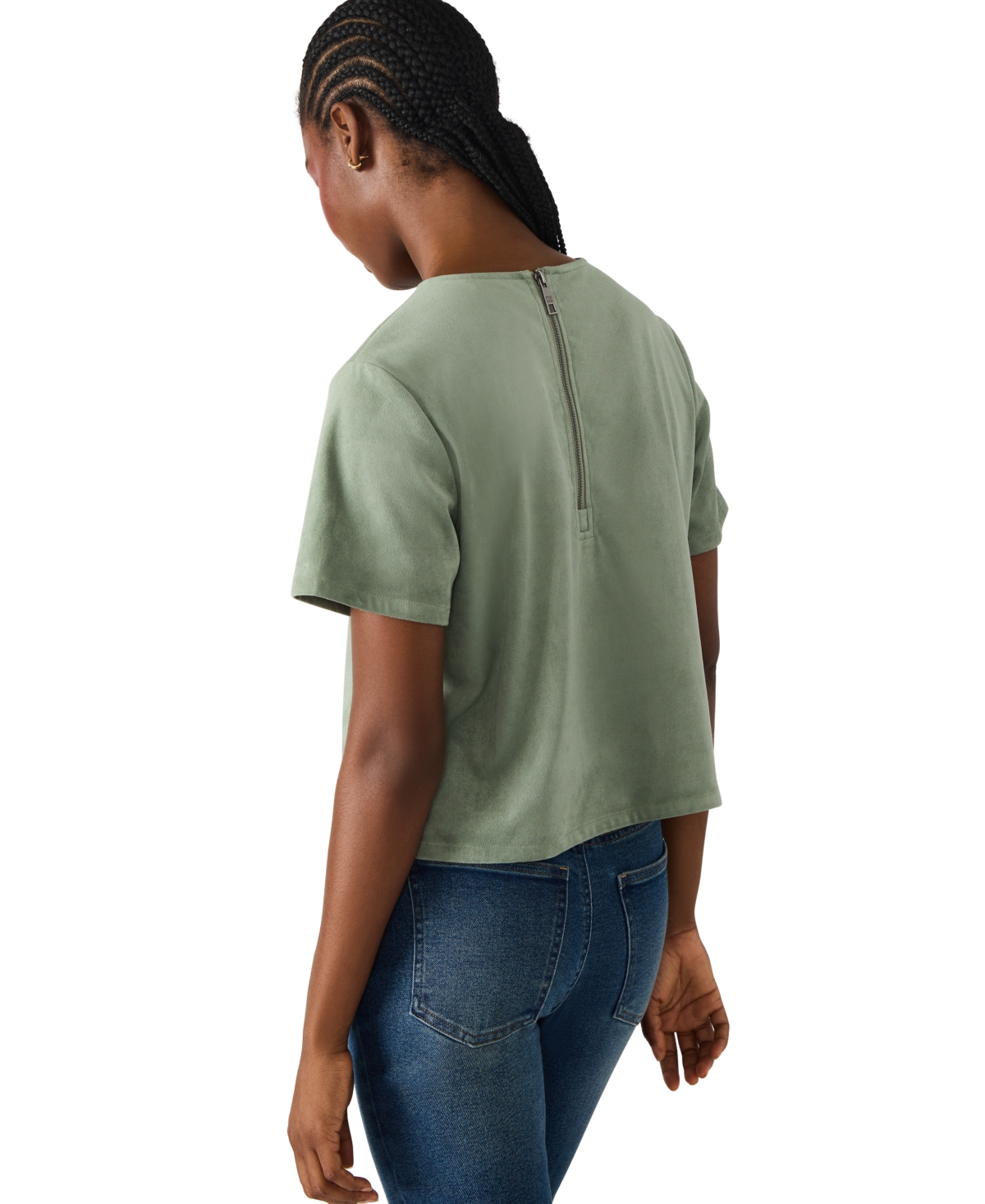 Steve Madden Ezra Back Zip Top In Green