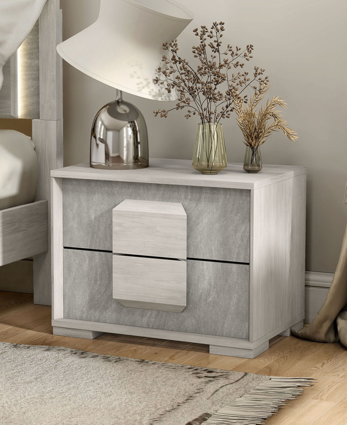 Furniture Of America Jonnick 18" Wood Two-tone 2-drawer Nightstand In Gray