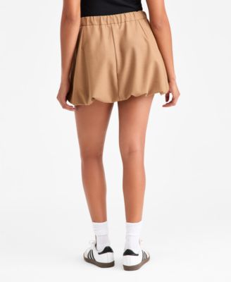 Women's Tie-Waist Bubble-Hem Mini Skirt