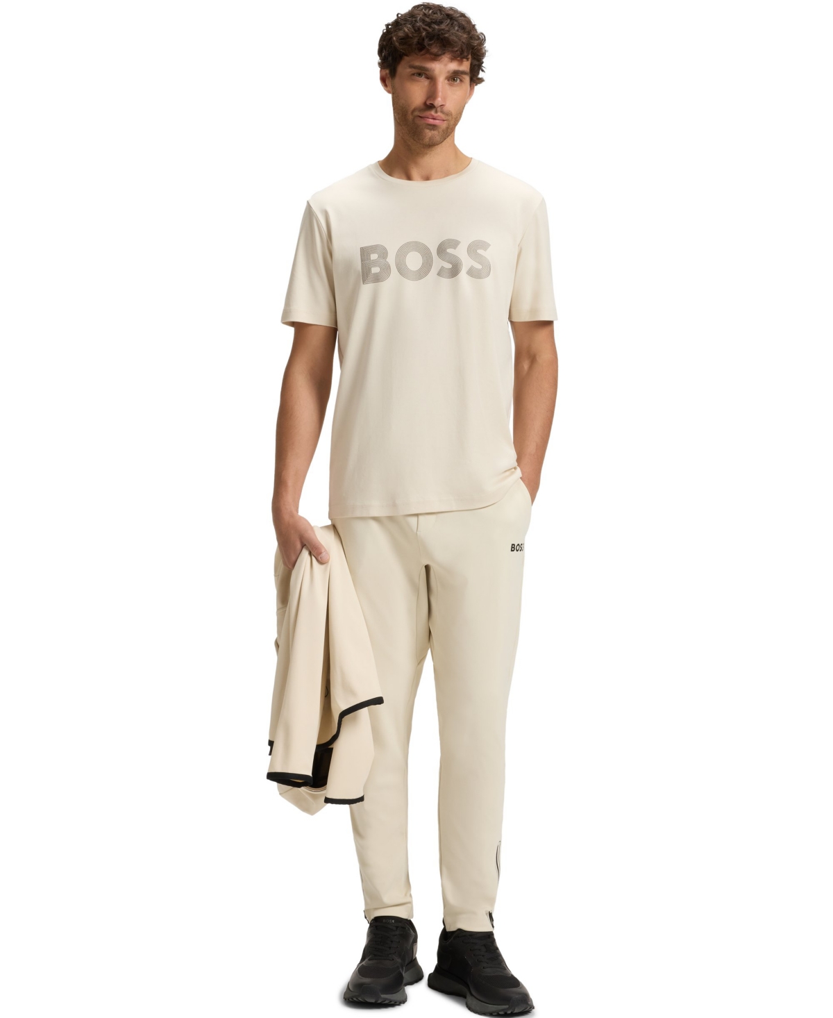 Hugo Boss Boss By  Men's Gloss Logo Pima-cotton T-shirt In Neutral