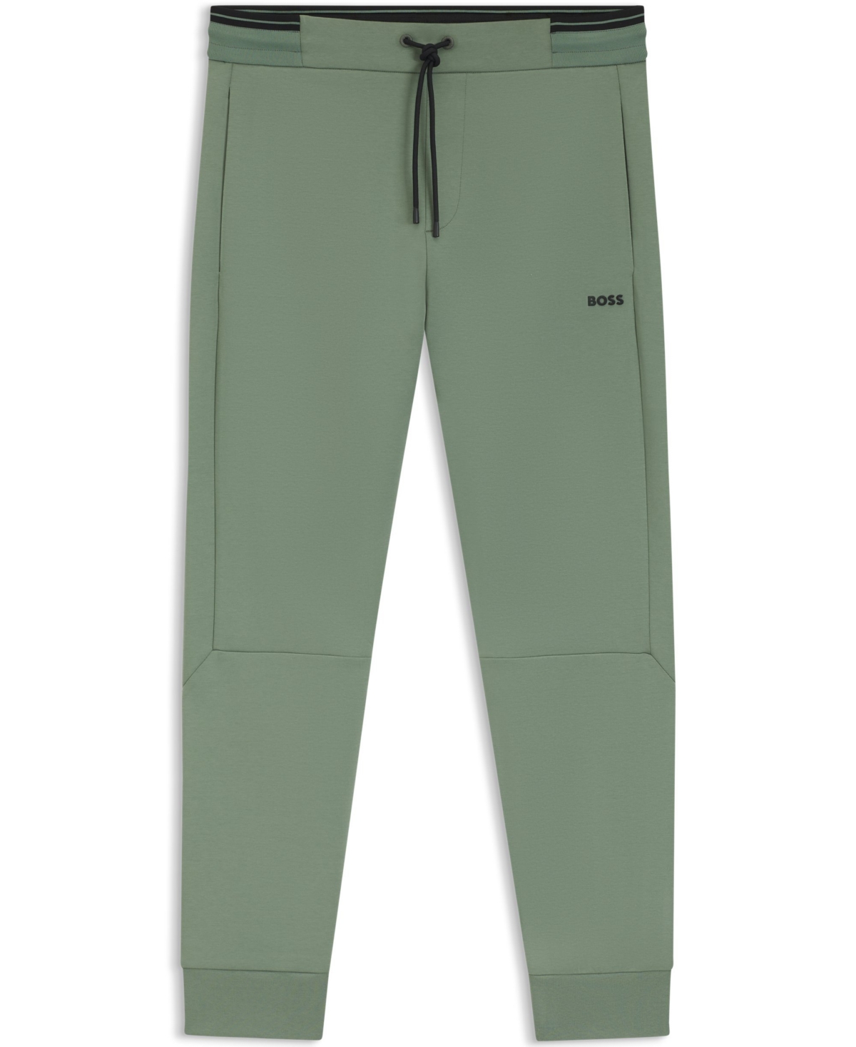 Hugo Boss Mens Open Green Branded Drawstring-waist Cotton-blend Jogging Bottoms In Green
