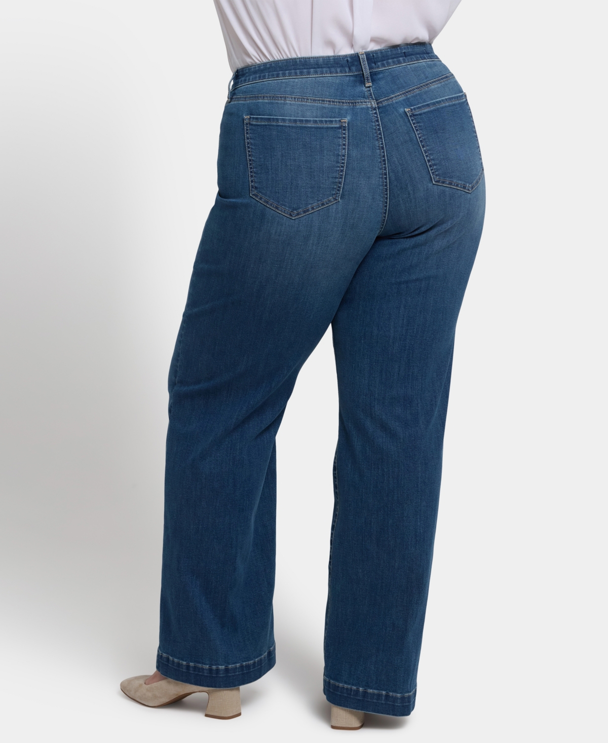 Nydj Plus Size Teresa Wide Leg Exposed Button Fly Jeans In Blue