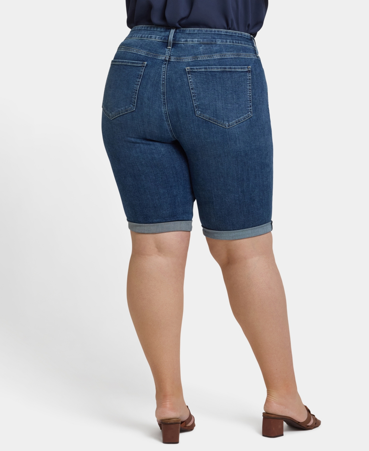 Nydj Briella Roll Cuff Jean Shorts In Valencia Surf In Blue