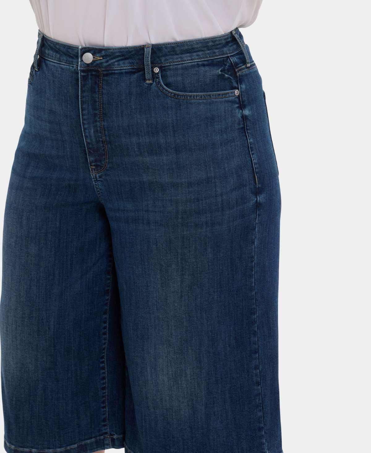 Nydj Plus Size Amelia Culottes Denim Shorts In Blue