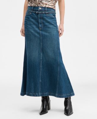 Women's Flared Denim Maxi Skirt