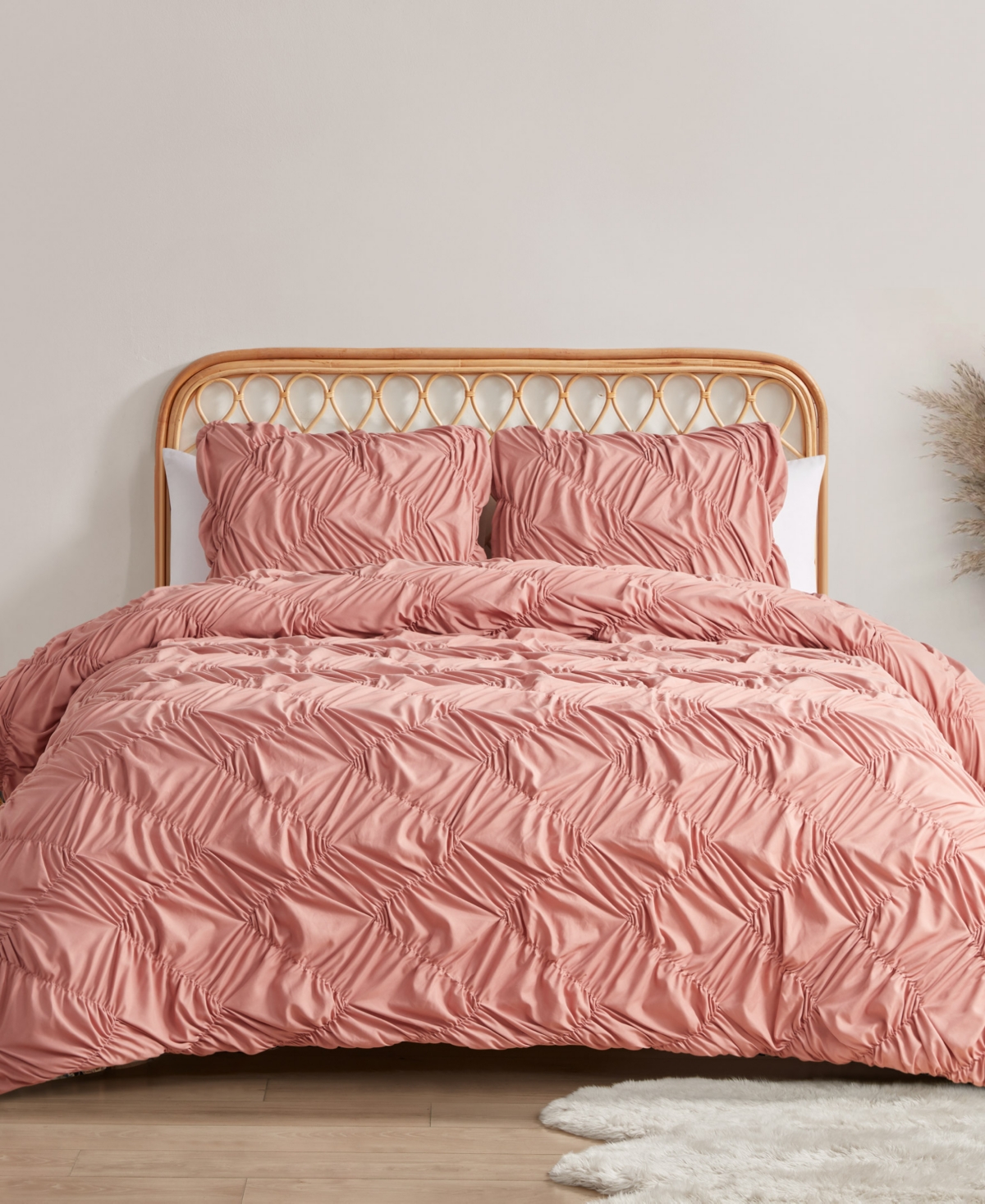 Jessica Simpson Emmy Textured Ruched 3-pc. Comforter Set, Full/queen In Pink