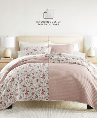 French Jacobean Reversible 3-Pc. Quilt Set, King/California King