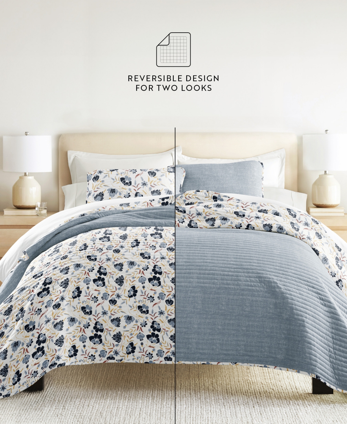 ienjoy Home French Jacobean Reversible 3-Pc. Quilt Set, Full/Queen