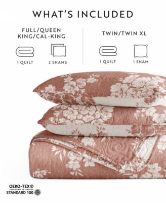 Distressed Bouquet Reversible 3-Pc. Quilt Set, King/California King
