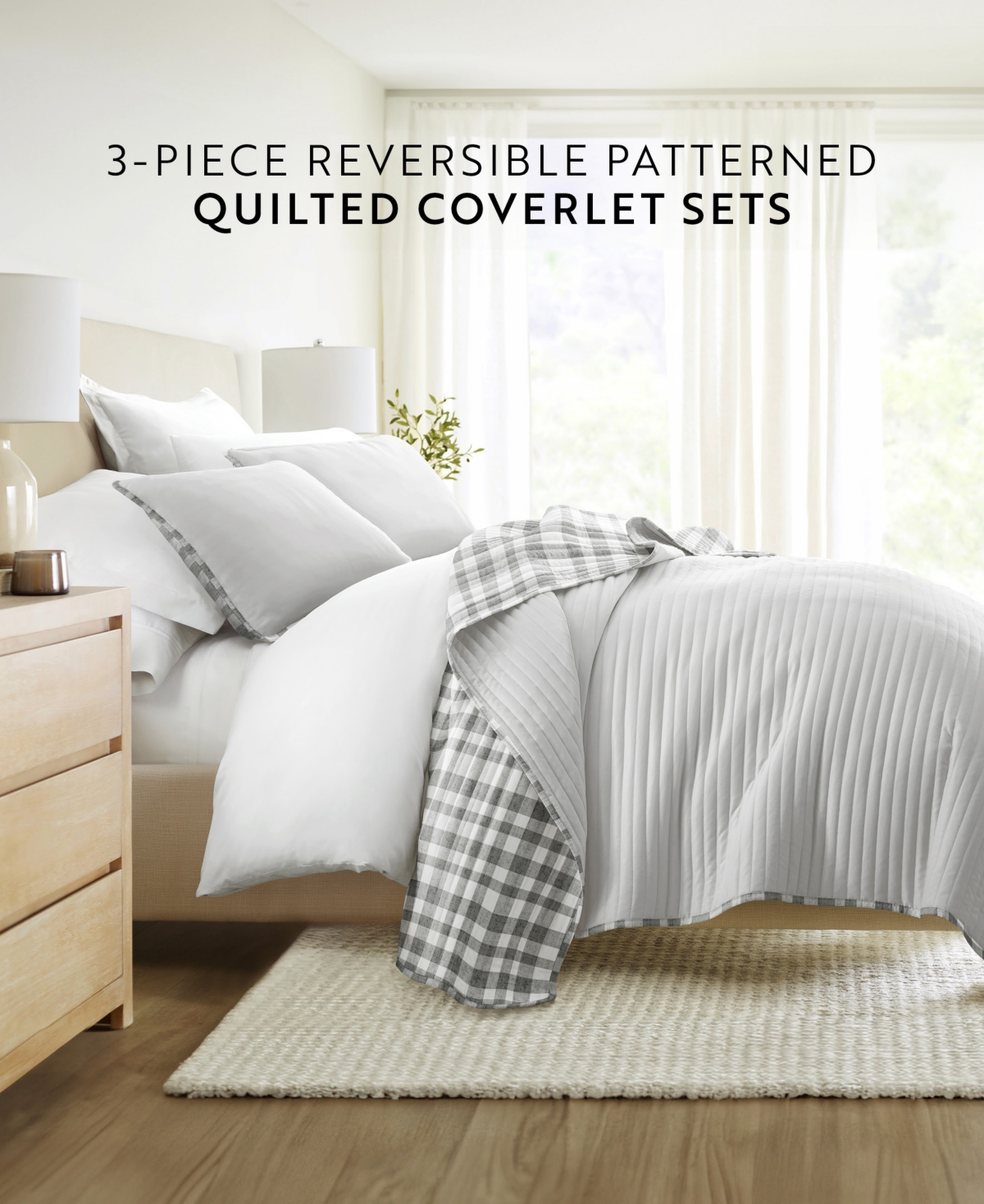 ienjoy Home Watercolor Plaid Reversible -Pc. Quilt Set