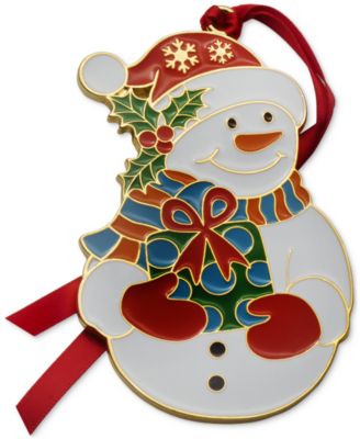 2025 Gold-Plated Enameled Snowman Ornament, 16th Edition