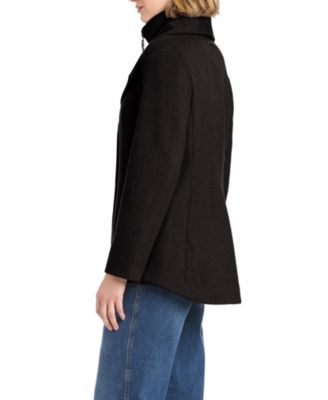 Women's Short Wool Coat With Fixed Bib