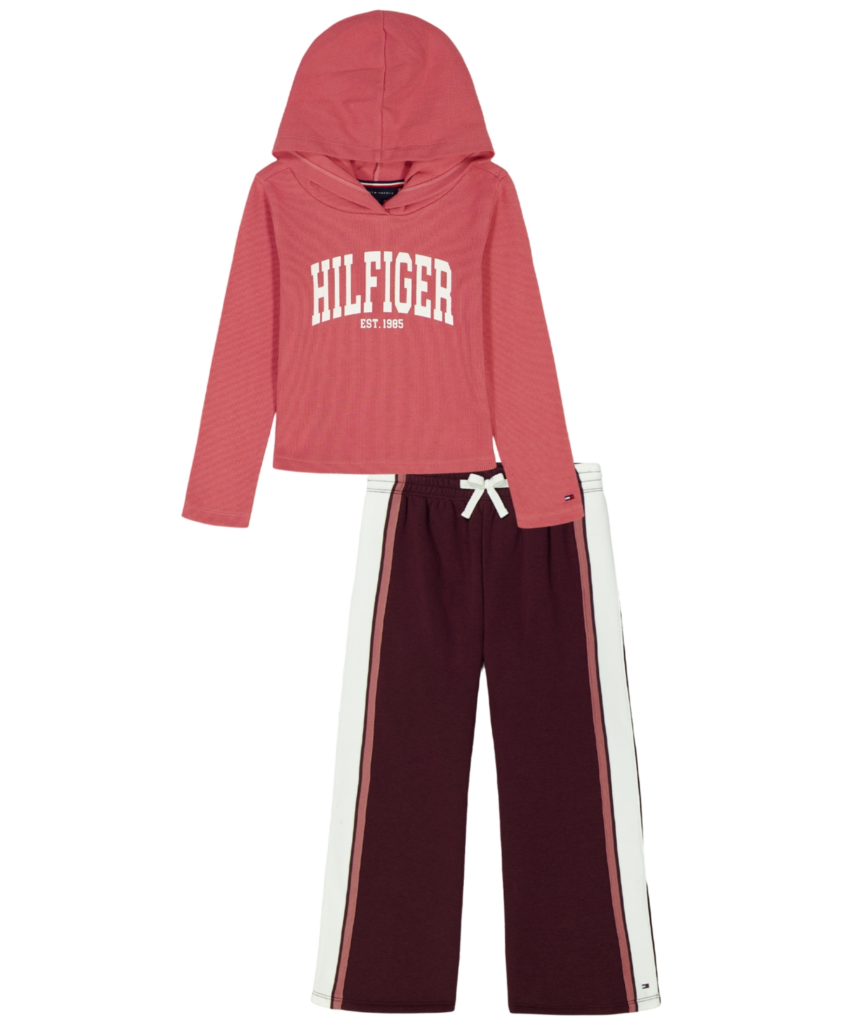 Tommy Hilfiger Toddler And Little Girls 2-piece Hoodie And Wide-leg Pants Set In Orange